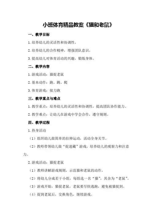 小班体育精品教案《猫和老鼠》