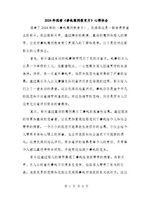 2024年观看《事故案例教育片》心得体会（三篇）