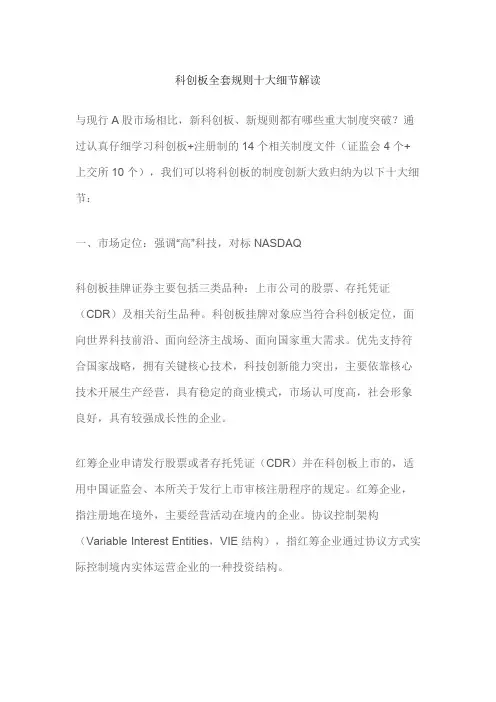 科创板全套规则十大细节解读