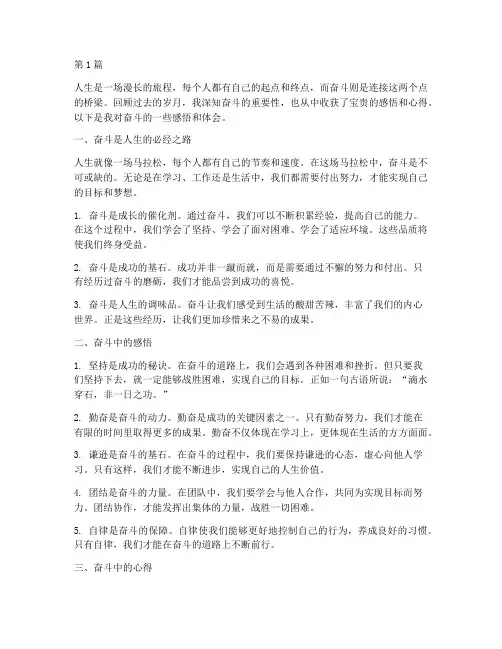 奋斗感悟心得体会(3篇)