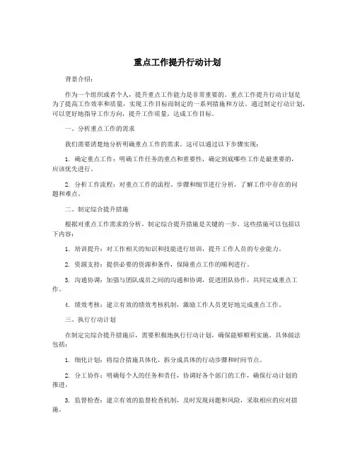 重点工作提升行动计划