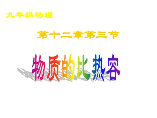 苏科版九年级上册 物理 课件 12.3物质的比热容