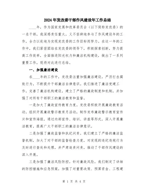 2024年发改委干部作风建设年工作总结