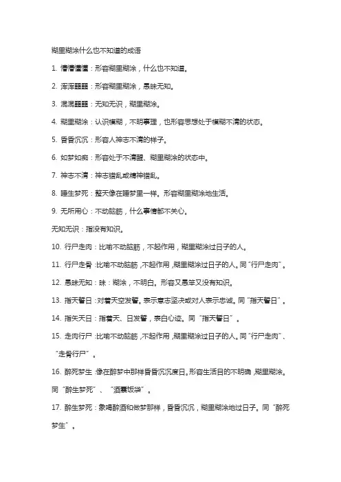 糊里糊涂什么也不知道的成语
