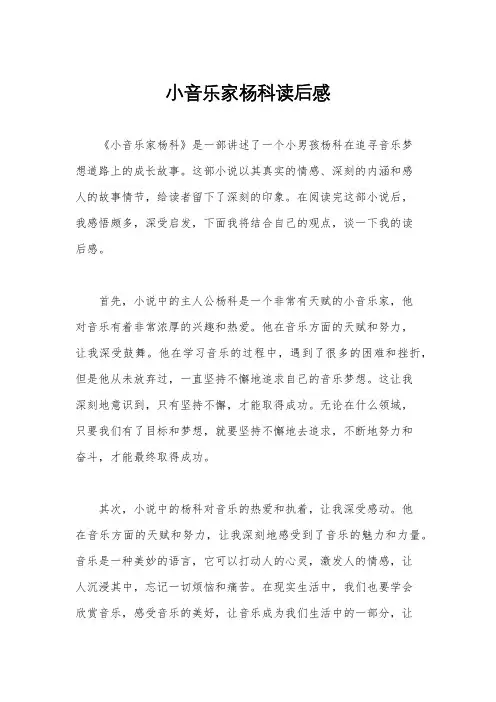 小音乐家杨科读后感