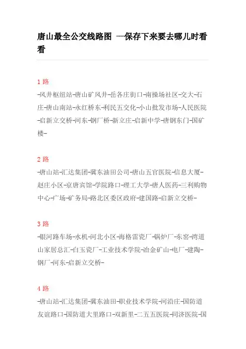 唐山最全公交线路图