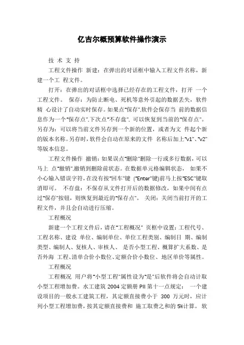 亿吉尔概预算软件操作演示