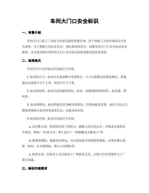 车间大门口安全标识