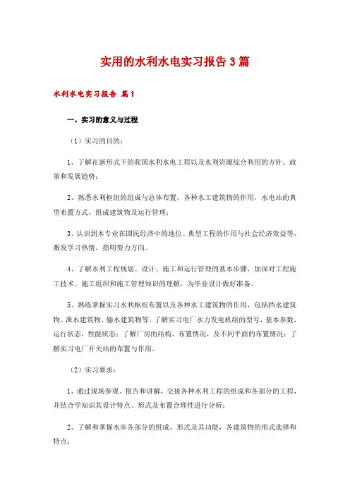 实用的水利水电实习报告3篇