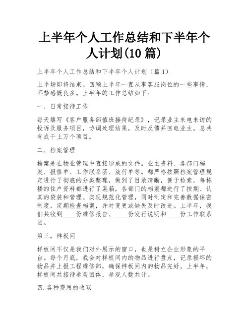 上半年个人工作总结和下半年个人计划(10篇)