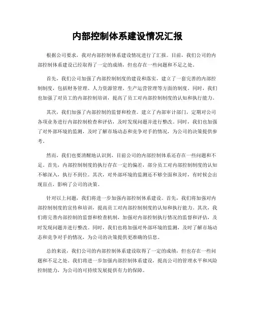 内部控制体系建设情况汇报