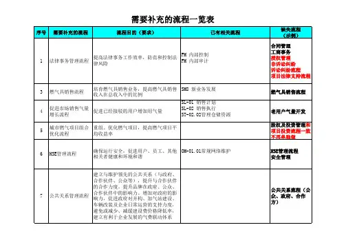 IBM-新奥燃气控股集团—副本需要补充的流程一览表