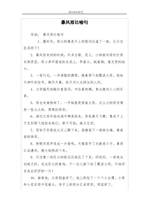 暴风雨比喻句