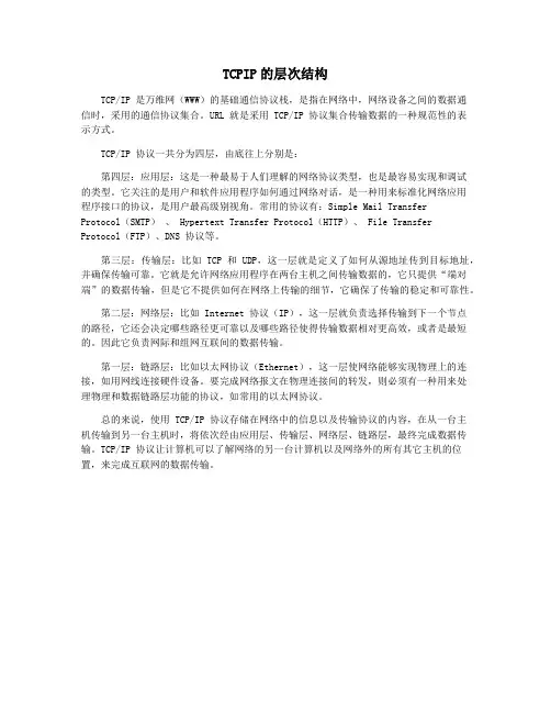 TCPIP的层次结构