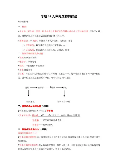 专题05 人体内废物的排出(解析版)