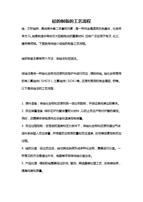 硅的制备的工艺流程