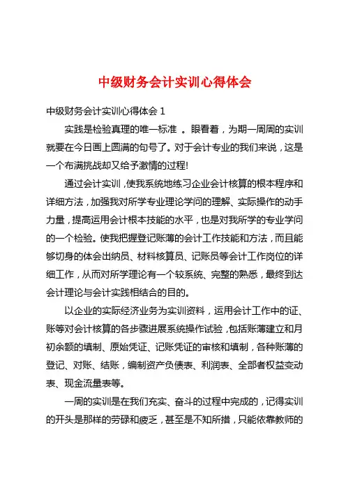 中级财务会计实训心得体会