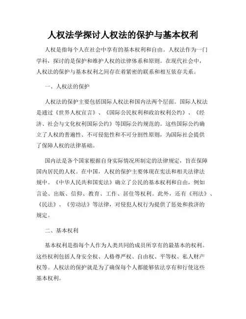 人权法学探讨人权法的保护与基本权利
