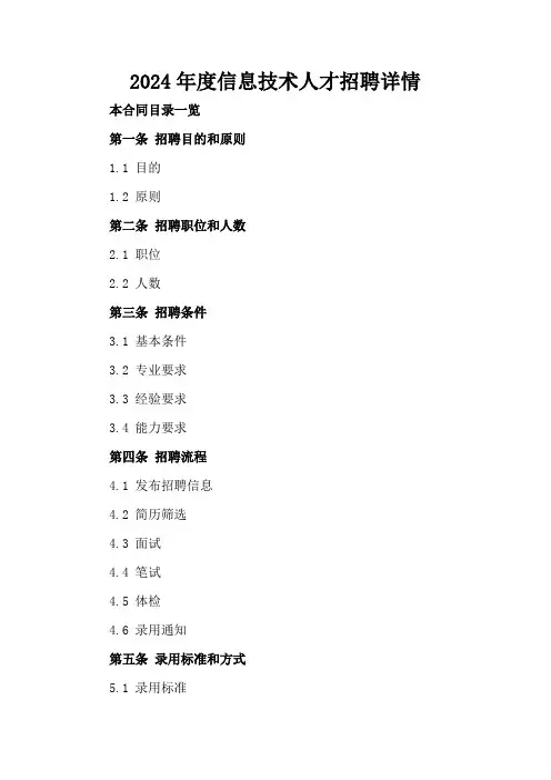 2024年度信息技术人才招聘详情
