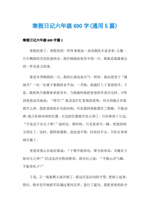 寒假日记六年级600字(通用5篇)