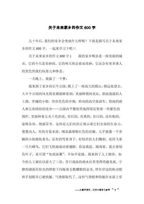 关于未来家乡的作文600字