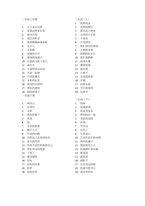 小学美术课程目录
