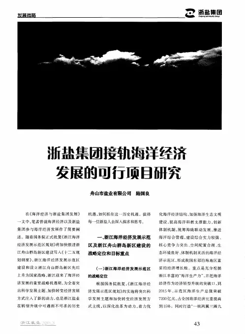 浙盐集团接轨海洋经济发展的可行项目研究