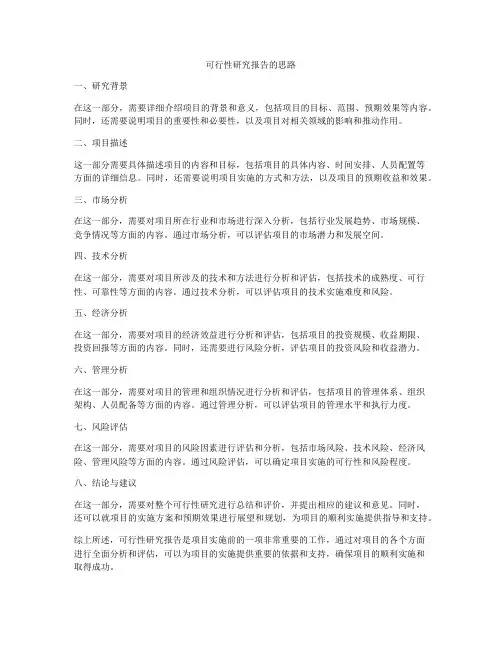 可行性研究报告的思路