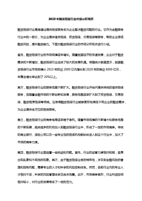 2023年融资担保行业市场分析现状