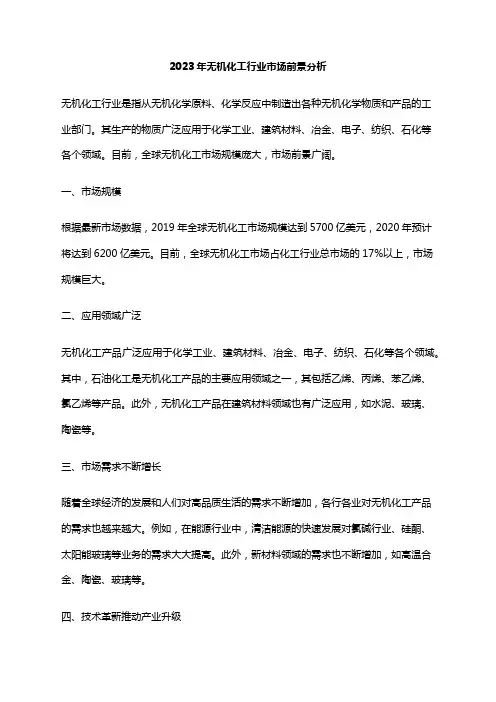 2023年无机化工行业市场前景分析