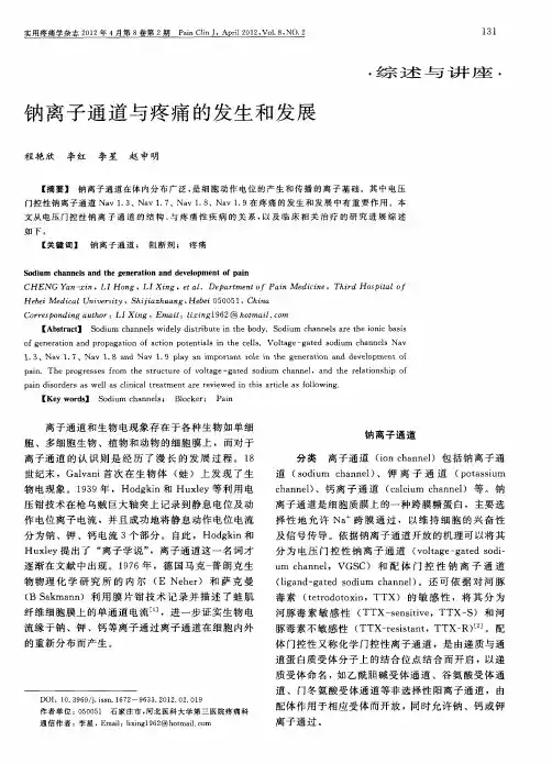 钠离子通道与疼痛的发生和发展