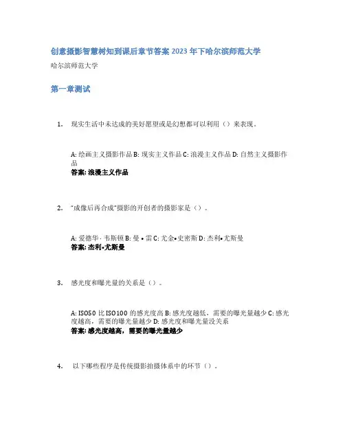 创意摄影智慧树知到课后章节答案2023年下哈尔滨师范大学