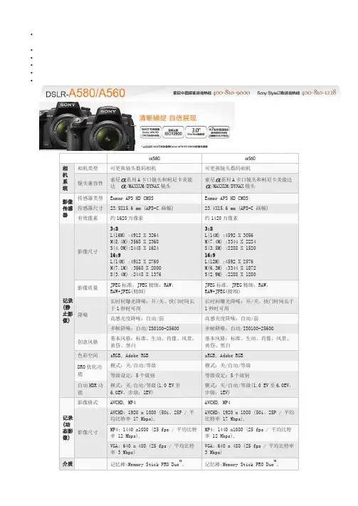 sony单反相机参数