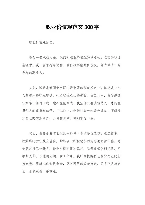 职业价值观范文300字