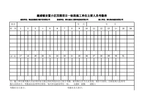 施工单位考勤表