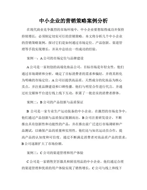 中小企业的营销策略案例分析