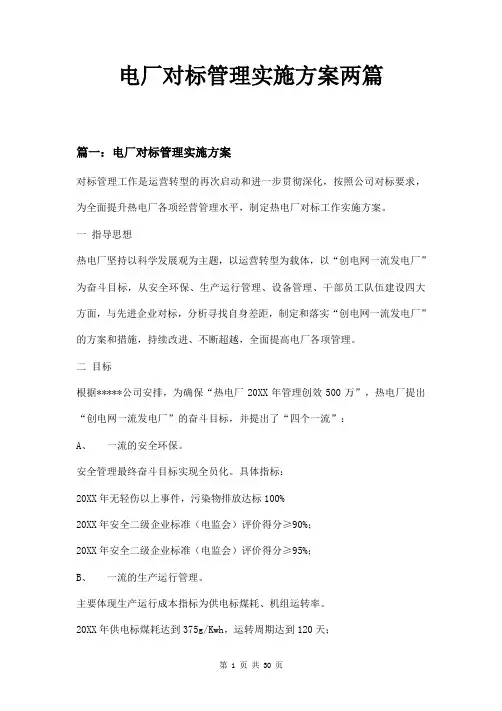 电厂对标管理实施方案两篇