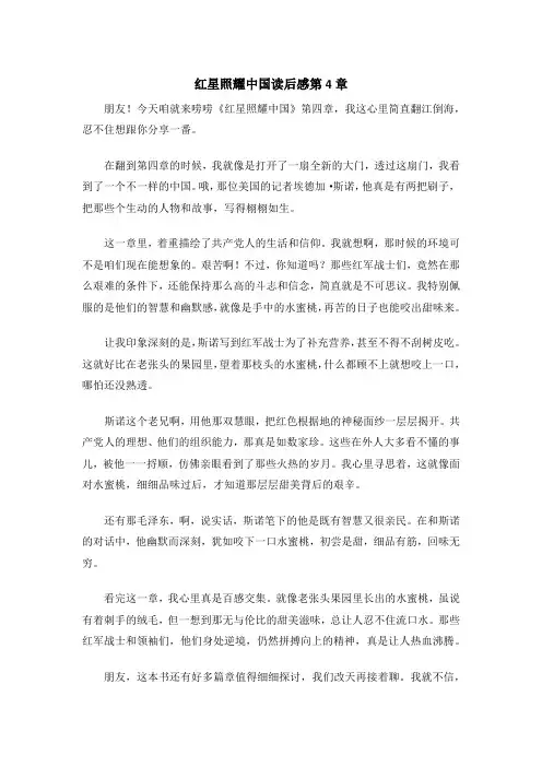 红星照耀中国读后感第4章