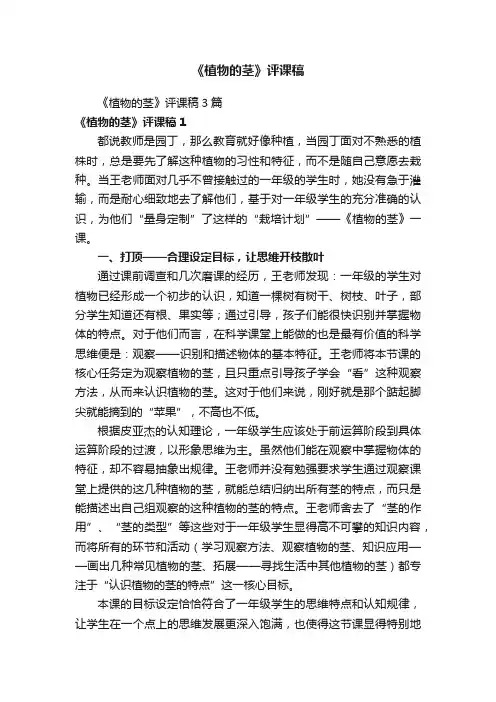 《植物的茎》评课稿3篇