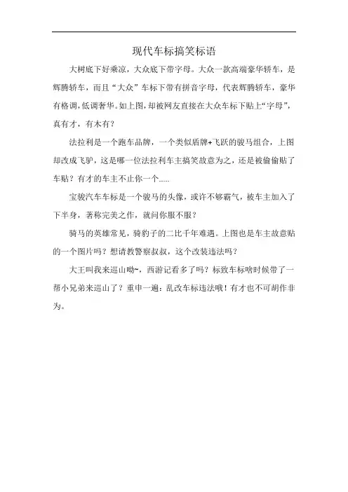 现代车标搞笑标语