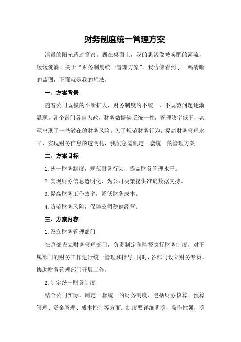 财务制度统一管理方案