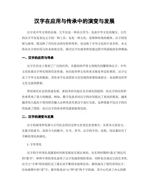 汉字在应用与传承中的演变与发展