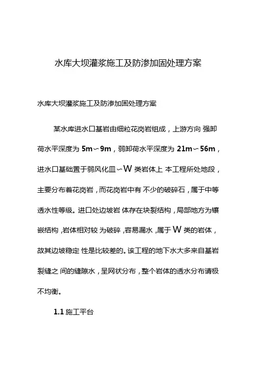 水库大坝灌浆施工及防渗加固处理方案