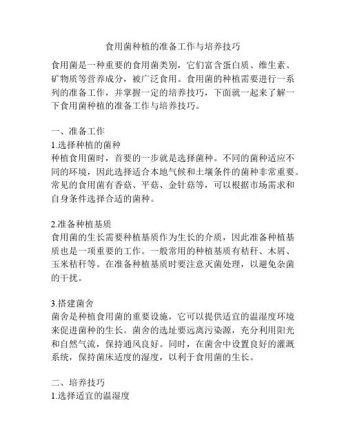 食用菌种植的准备工作与培养技巧