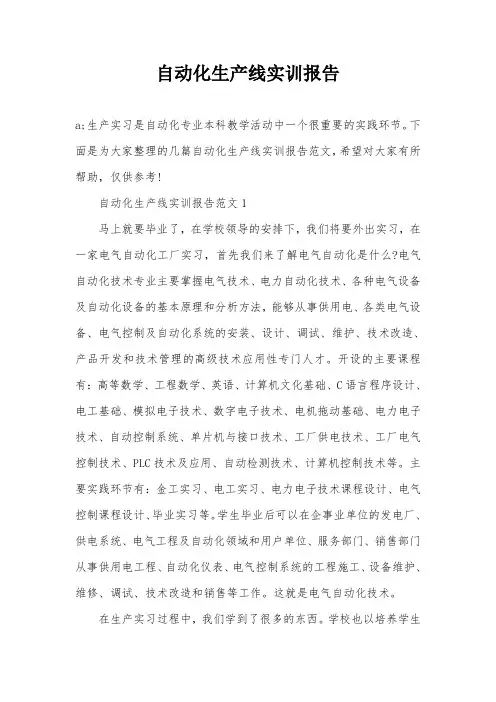自动化生产线实训报告