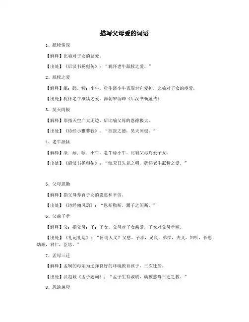 描写父母爱的词语