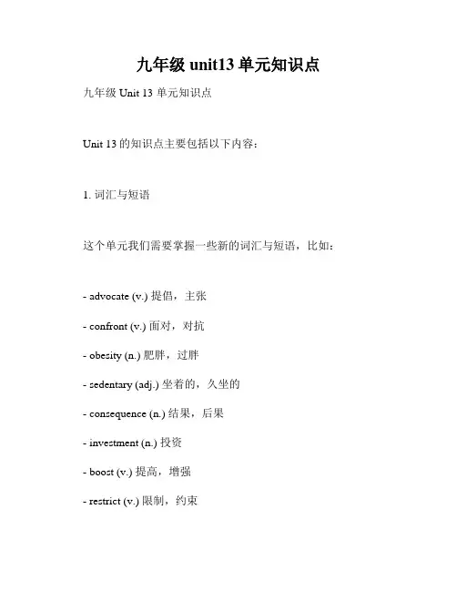 九年级unit13单元知识点