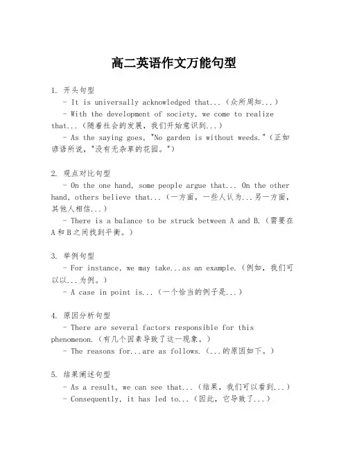 高二英语作文万能句型
