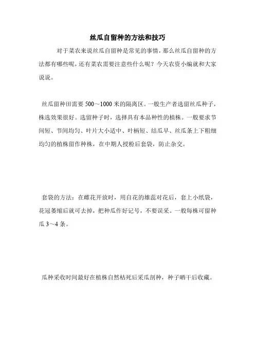 丝瓜自留种的方法和技巧.doc