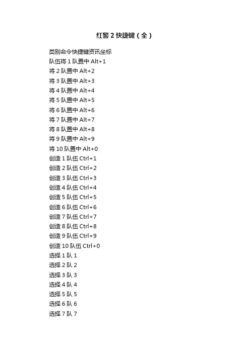 红警2快捷键（全）
